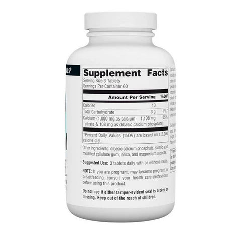 Calcium Citrate (1000 mg per serving) 180 Tabs by Source Naturals