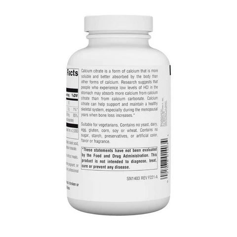 Calcium Citrate (1000 mg per serving) 180 Tabs by Source Naturals