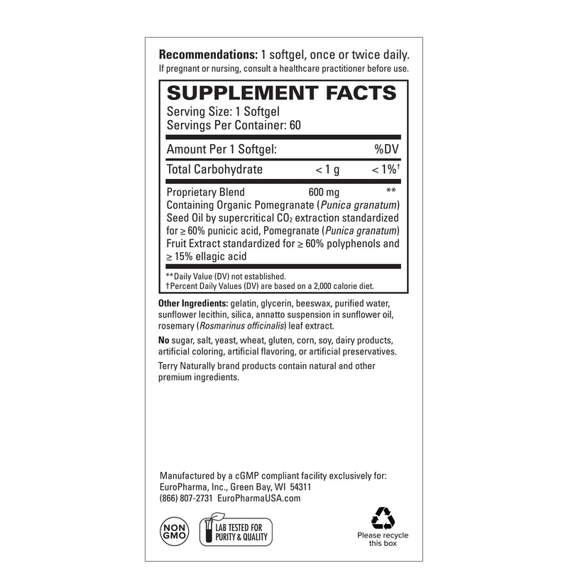 Terry Naturally Pomegranate Seed Oil (PomXtra) 60 Softgels