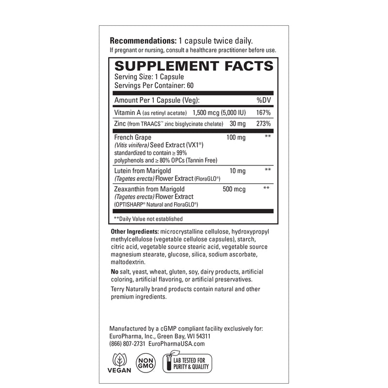 Terry Naturally, Healthy Night Vision, 60 Capsules, by EuroPharma