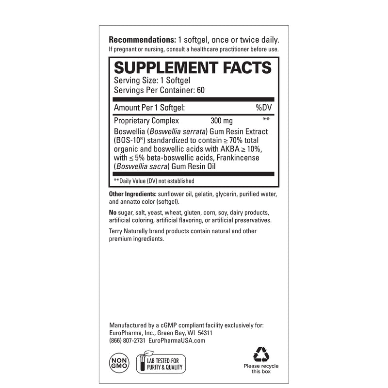 Terry Naturally BosMed + Boswellia with Frankincense Oil 60 Softgels