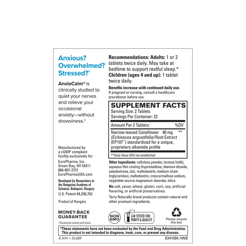 Terry Naturally AnxioCalm 45 Tablets