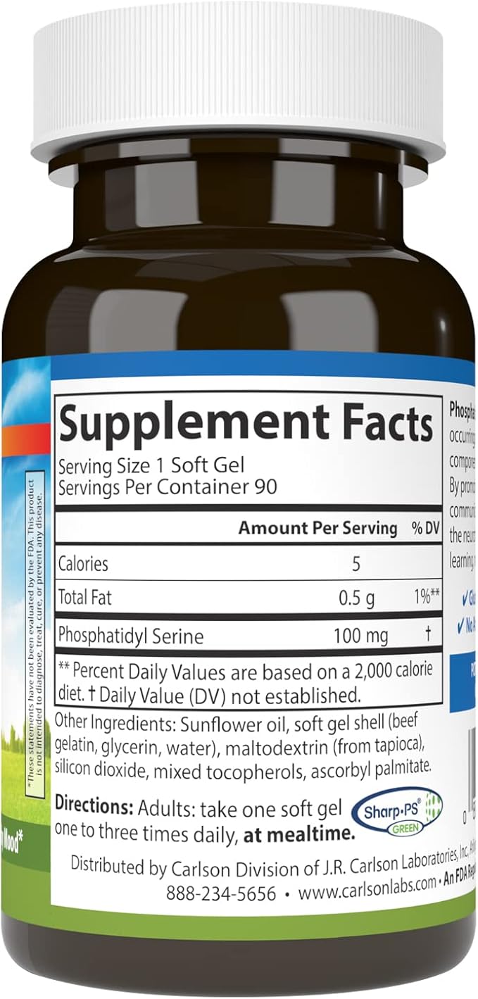 Phosphatidyl Serine, 100 mg, 90 Soft Gels by Carlson