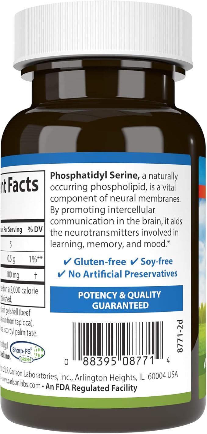 Phosphatidyl Serine, 100 mg, 90 Soft Gels by Carlson