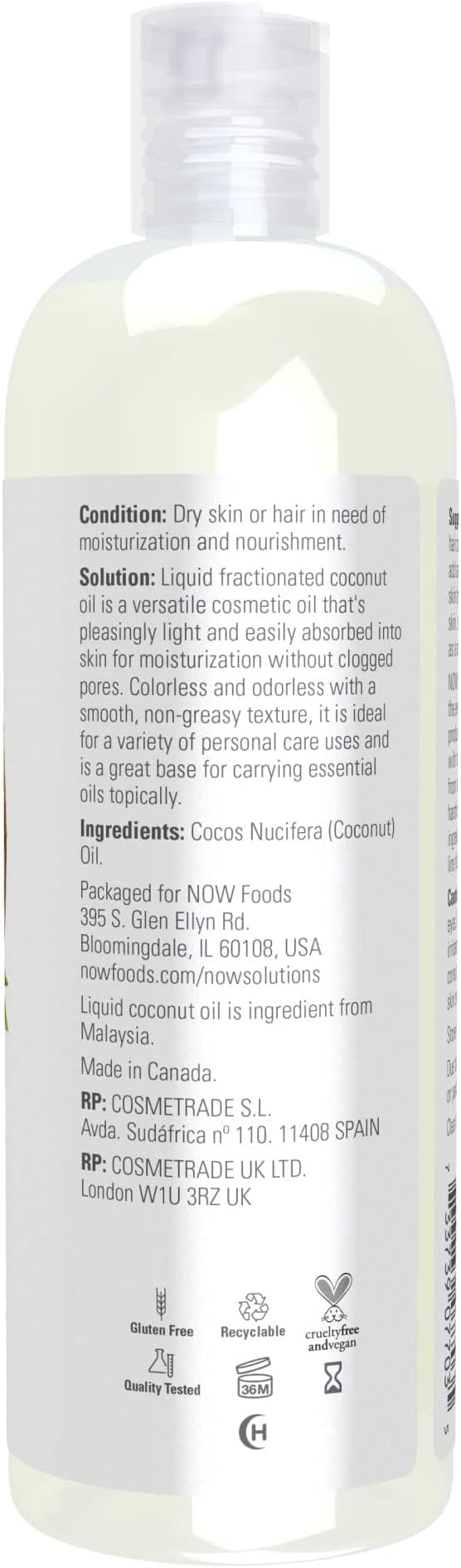Liquid Coconut Oil, Pure Fractionated, 16 fl oz (473 ml) by NOW