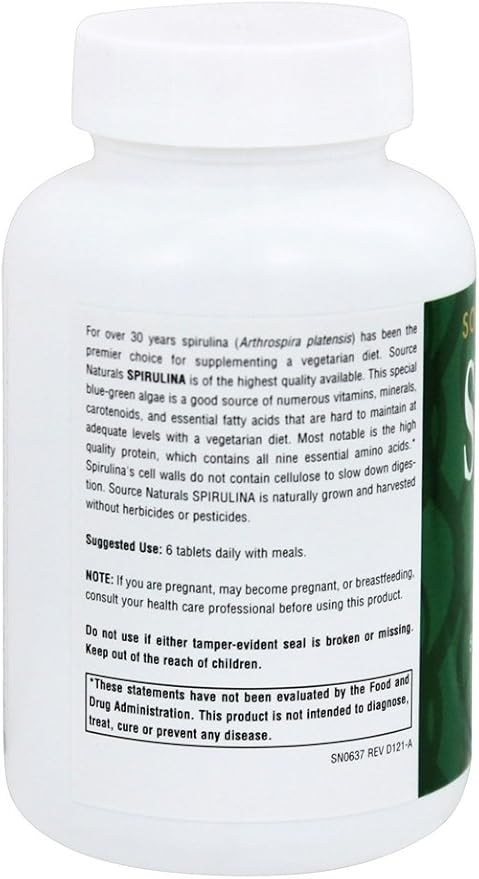 Spirulina 500mg 100 Tablets by Source Naturals