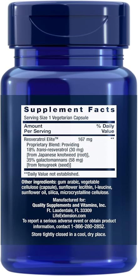 Resveratrol Elite, 30 Vegetarian Capsules by Life Extension