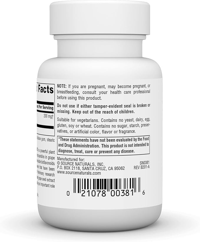 Grape Seed Extract 200MG-60 TABLETS by Source Naturals
