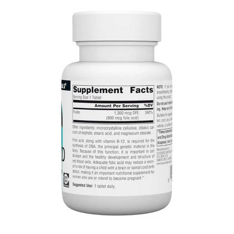 Folic Acid, 800 mcg, 200 Tablets by Source Naturals