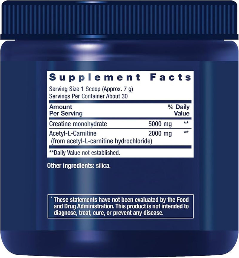 Creatine & Acetyl-L-Carnitine, Energy Plus, 0.51 lb (233 g) by Life Extension