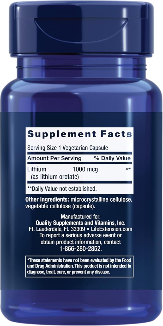 Lithium, 1,000 mcg, 100 Vegetarian Capsules by Life Extension