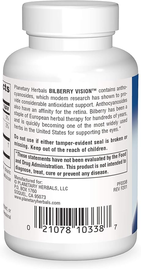 Bilberry Vision 100 mg - 120 Tablets by Planetary Herbals