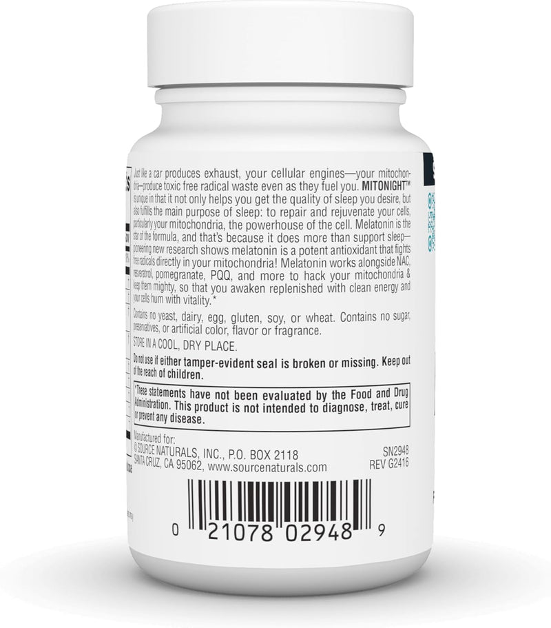 MitoNight™ With Melatonin, 30 Capsules by Source Naturals
