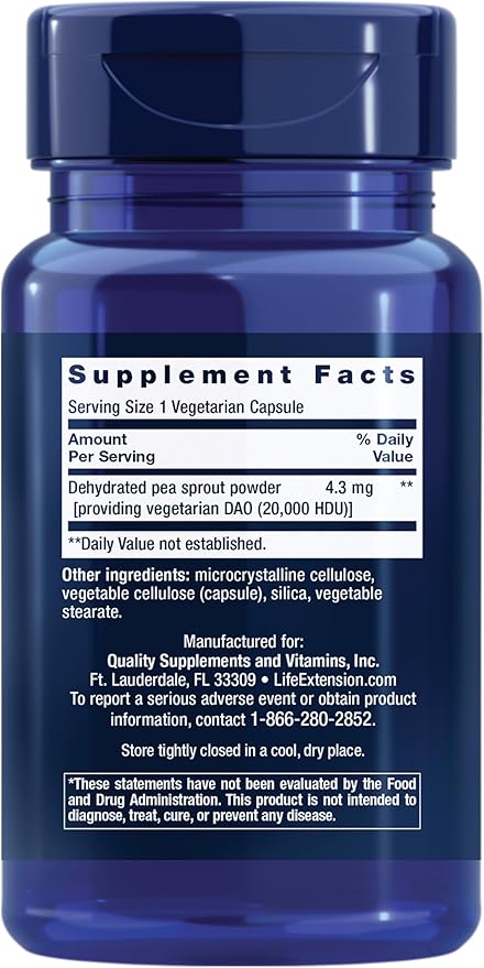 Food Sensitivity Relief with Diamine Oxidase (DAO), 60 Vegetarian Capsules by Life Extension