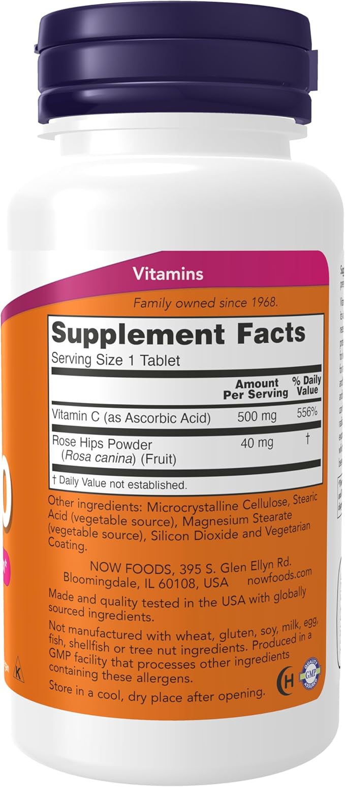 Vitamin C-500 with Rose Hips, Antioxidant Protection*, 100 Tablets by NOW
