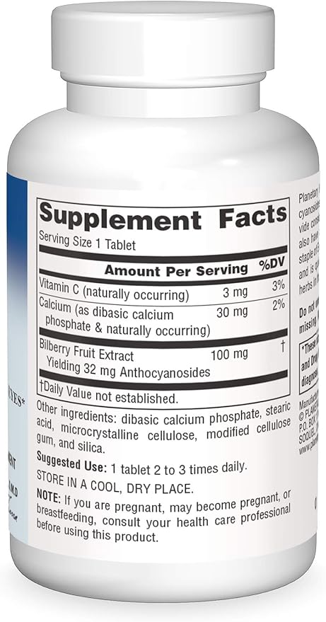 Bilberry Vision 100 mg - 120 Tablets by Planetary Herbals