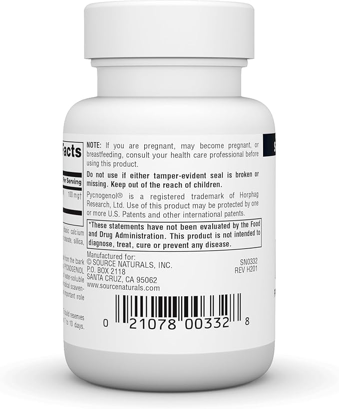Pycnogenol 100 mg Proanthocyanidin Complex 30 Tablets by Source Naturals