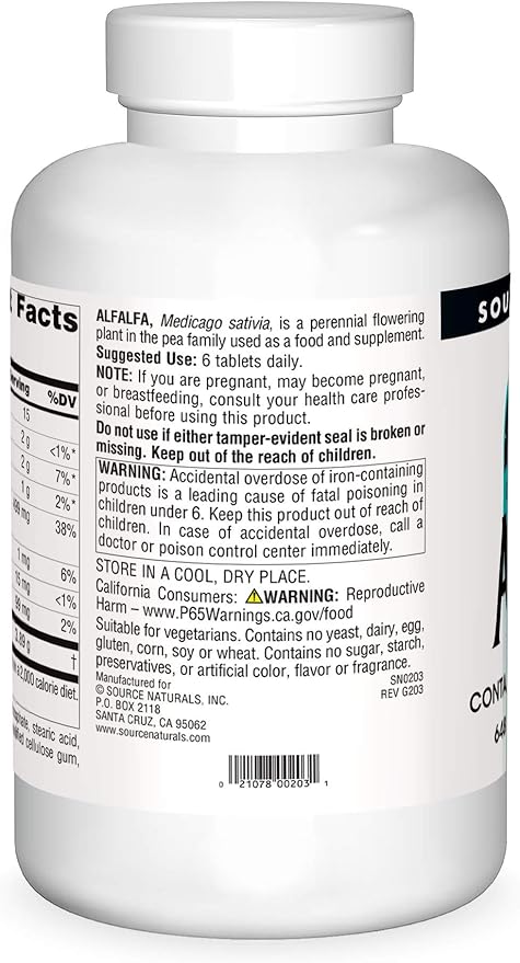 Alfalfa - 1000 Tablets 648 mg by Source Naturals