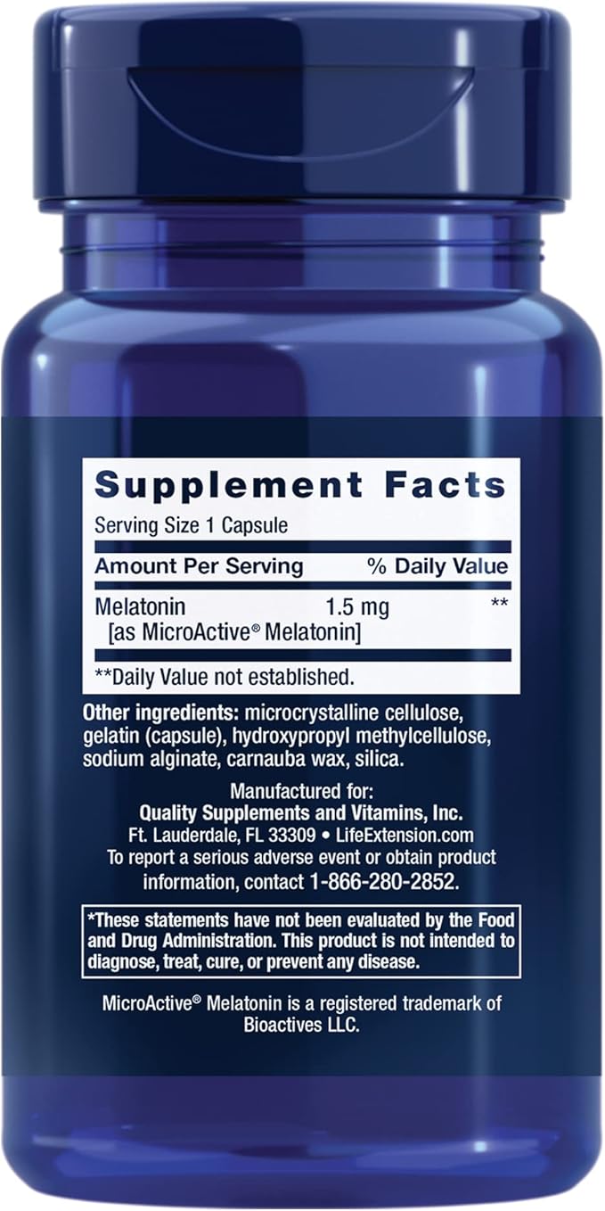 Melatonin IR/XR, 60 Capsules (1.5 mg per Capsule) by Life Extension