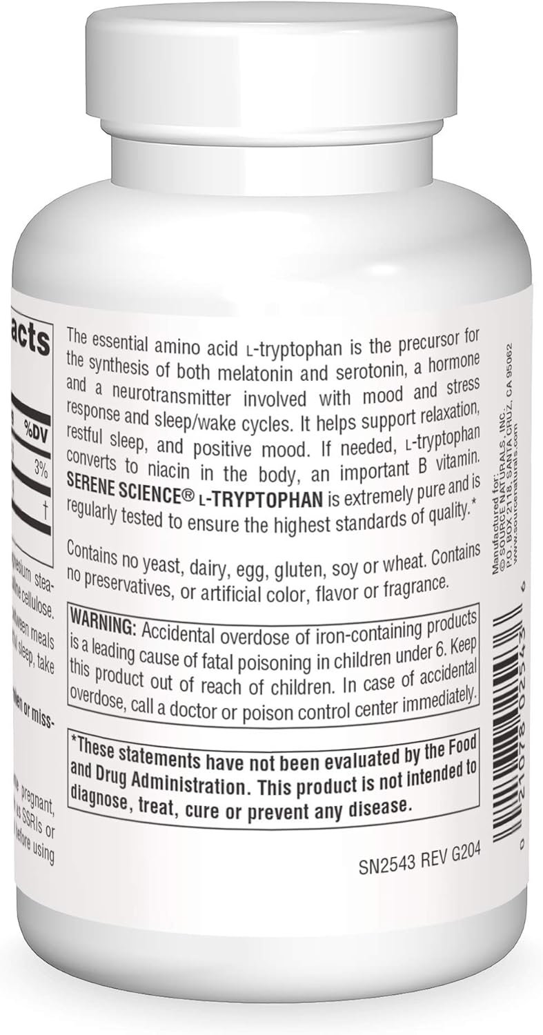 L-Tryptophan, 500 mg-120 Capsules by Source Naturals