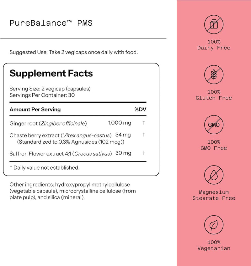 Pure Balance PMS, 3-Phase Relief - 60 Vegicaps by Quality of Life