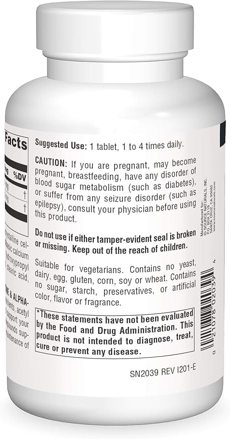 Acetyl L-Carnitine & Alpha-Lipoic Acid 650mg - 180 Tablets by Source Naturals