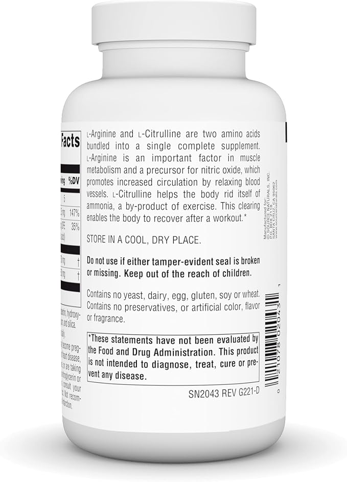 L-Arginine L-Citrulline Complex 1,000 mg 120 Tablets