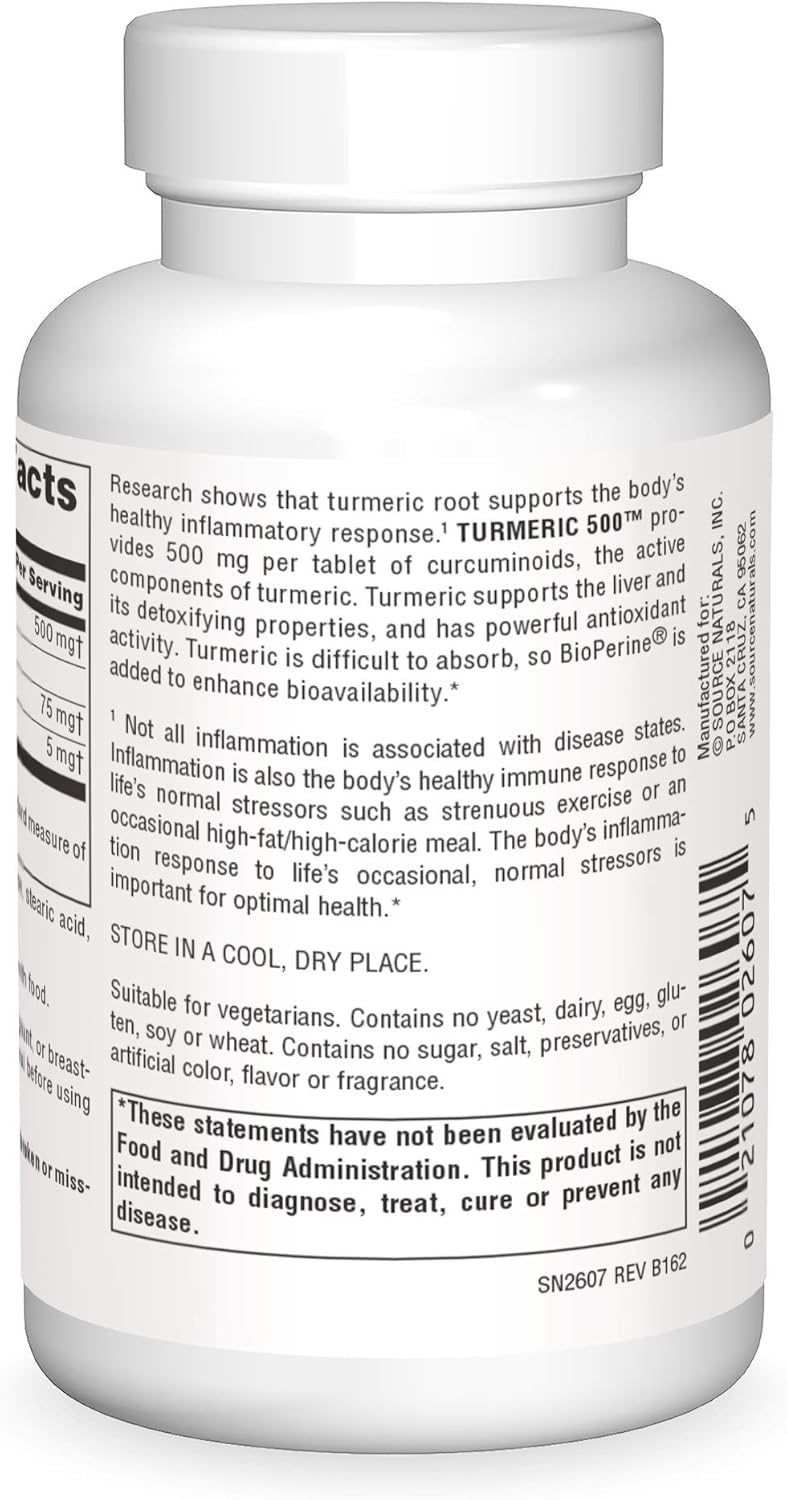 Turmeric 500, 500 mg - 120 Tablets by Source Naturals