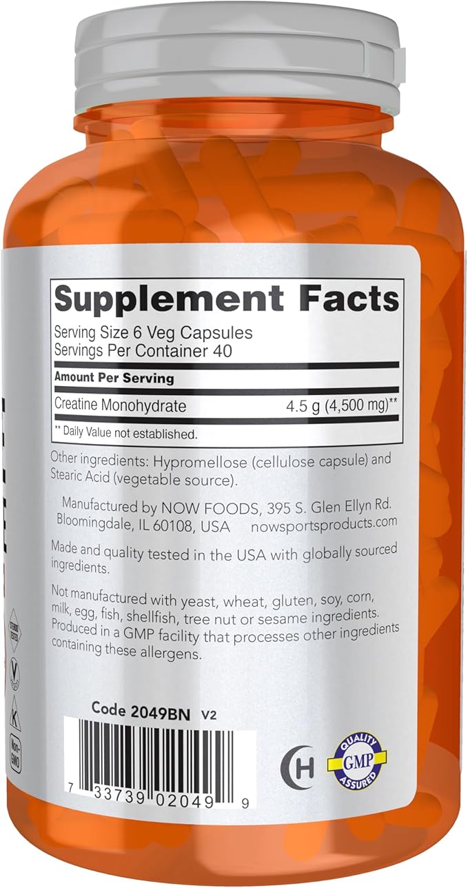 Creatine Monohydrate 750 mg - 240 Veg Capsules by NOW