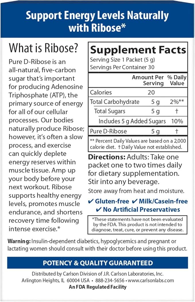 Ribose, 30 Single Serving Packets, 5 g by Carlson