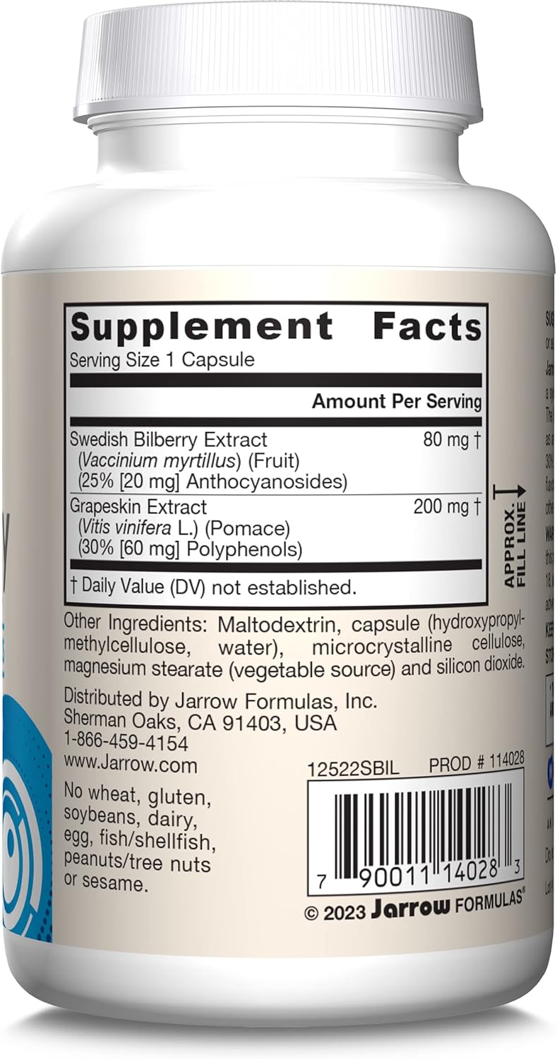 Bilberry + Grapeskin Polyphenols 280 mg 120 Veggie Caps