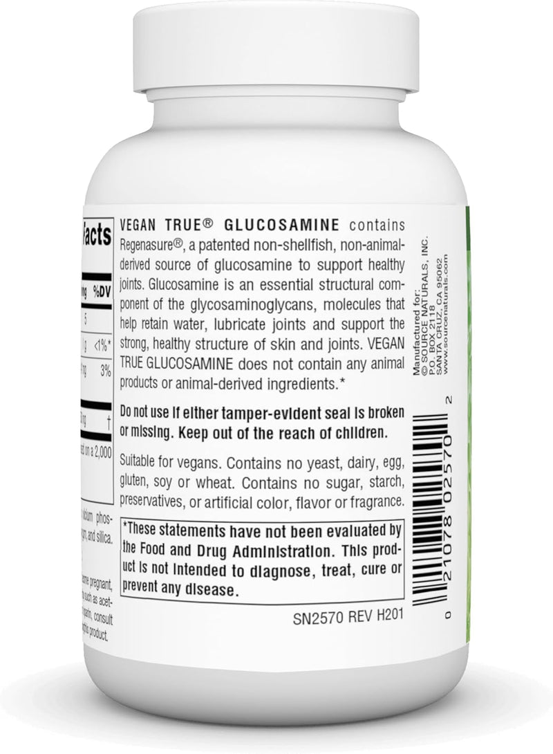 Vegan True, Glucosamine, 750 mg-60 Tablets by Source Naturals