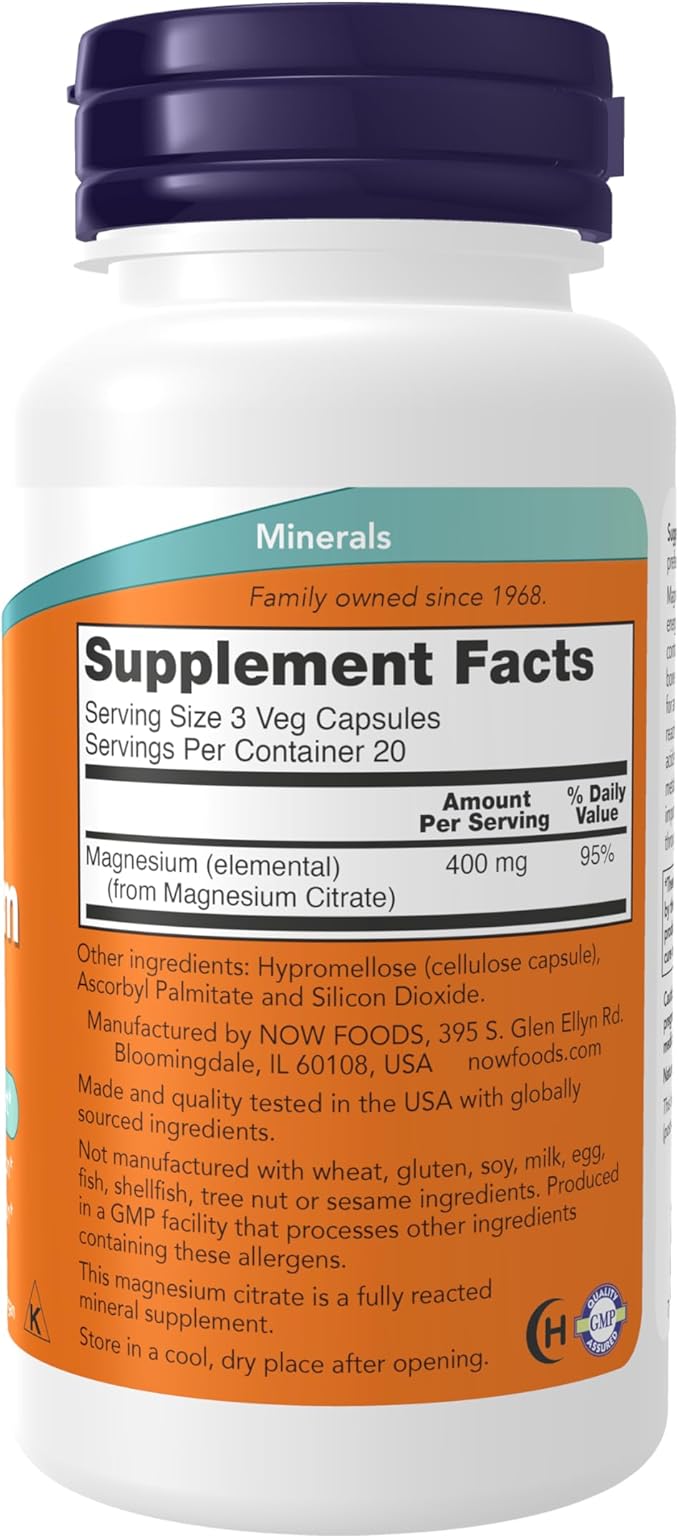 Magnesium Citrate, 60 Veg Capsules (133 mg per Capsule) by NOW