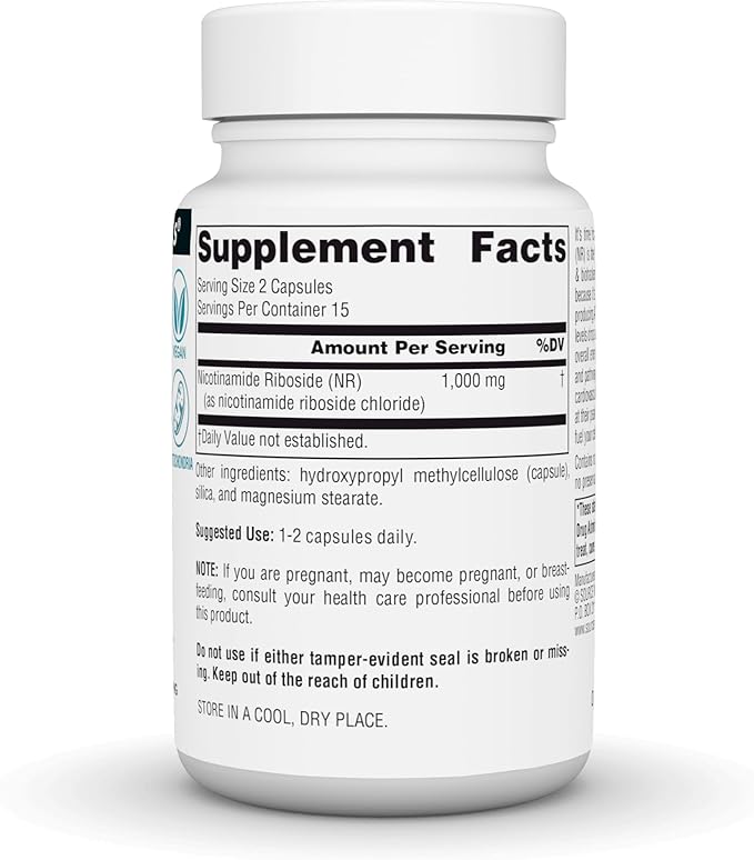NR (Nicotinamide Riboside) 1,000 mg per Serving - 30 Vegan Capsules by Source Naturals