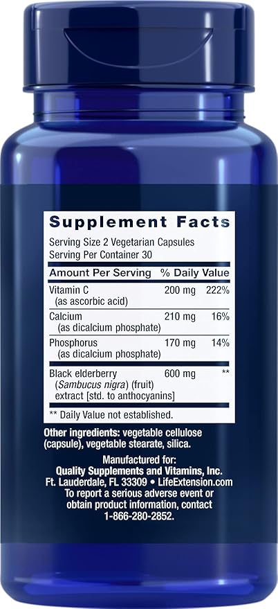 Black Elderberry + Vitamin C, 60 Capsules by Life Extension