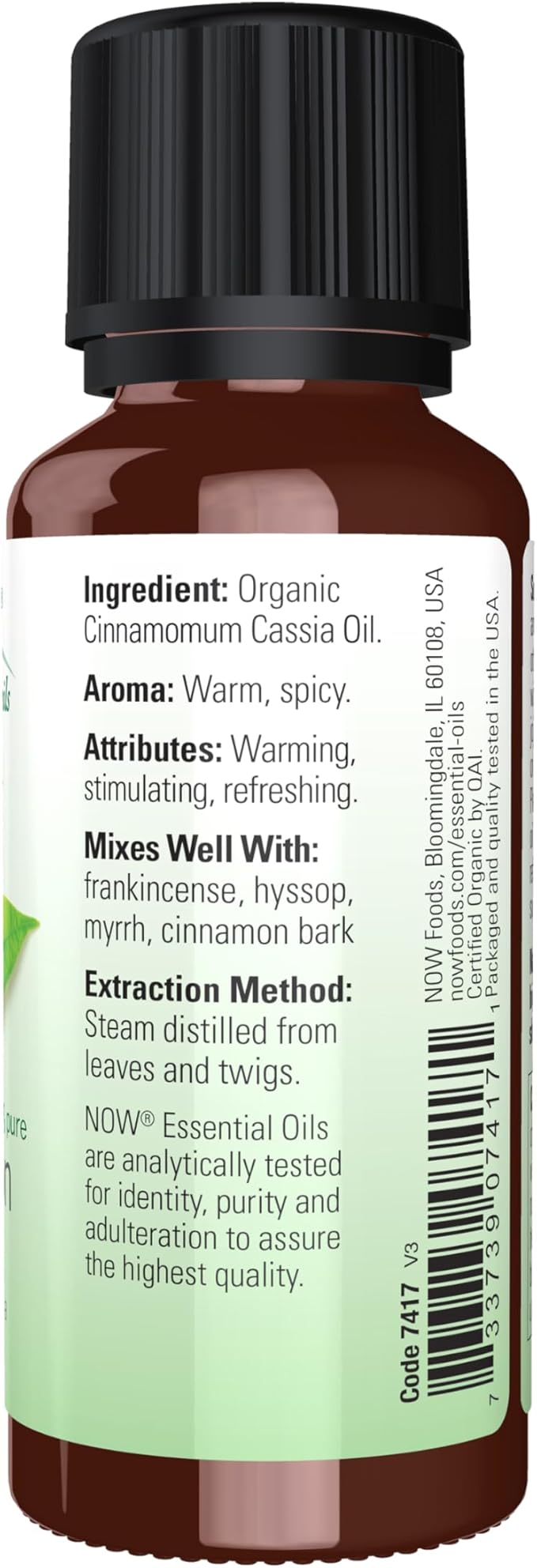 Organic Cinnamon Cassia, 1 fl oz (30 ml) by NOW