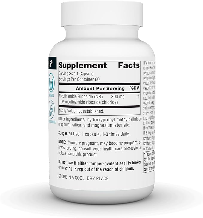 NR (Nicotinamide Riboside), 300 mg - 60 Vegan Capsules by Source Naturals