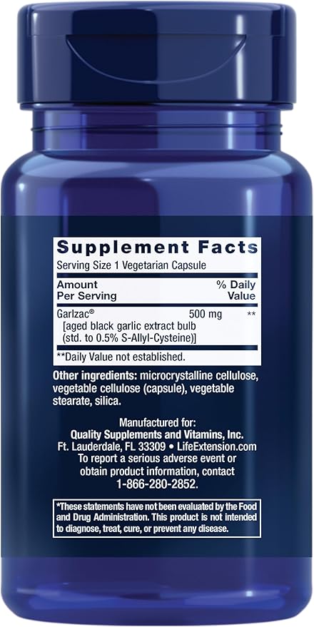 Aged Black Garlic, 30 Vegetarian Capsules (500 mg per Capsule) by Life Extension