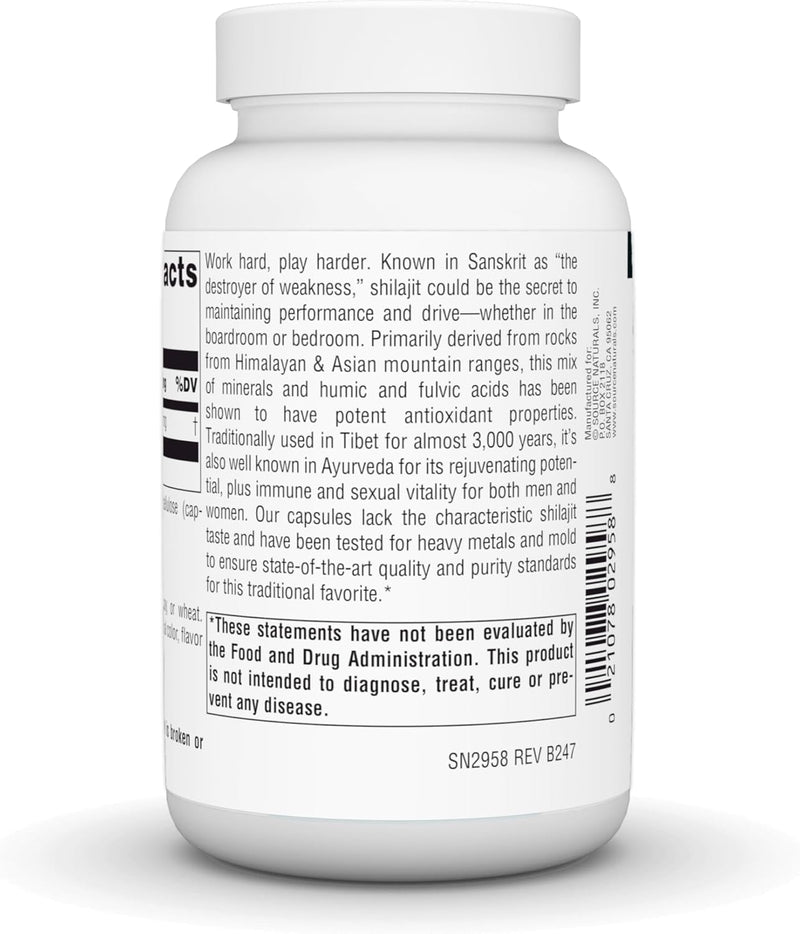 Shilajit Extract , 500 mg , 120 Vegan Capsules by Source Naturals