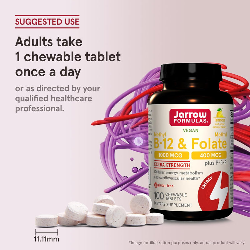 Methyl B-12 1000 mcg & Methyl Folate 400 mcg 100 Lozenges