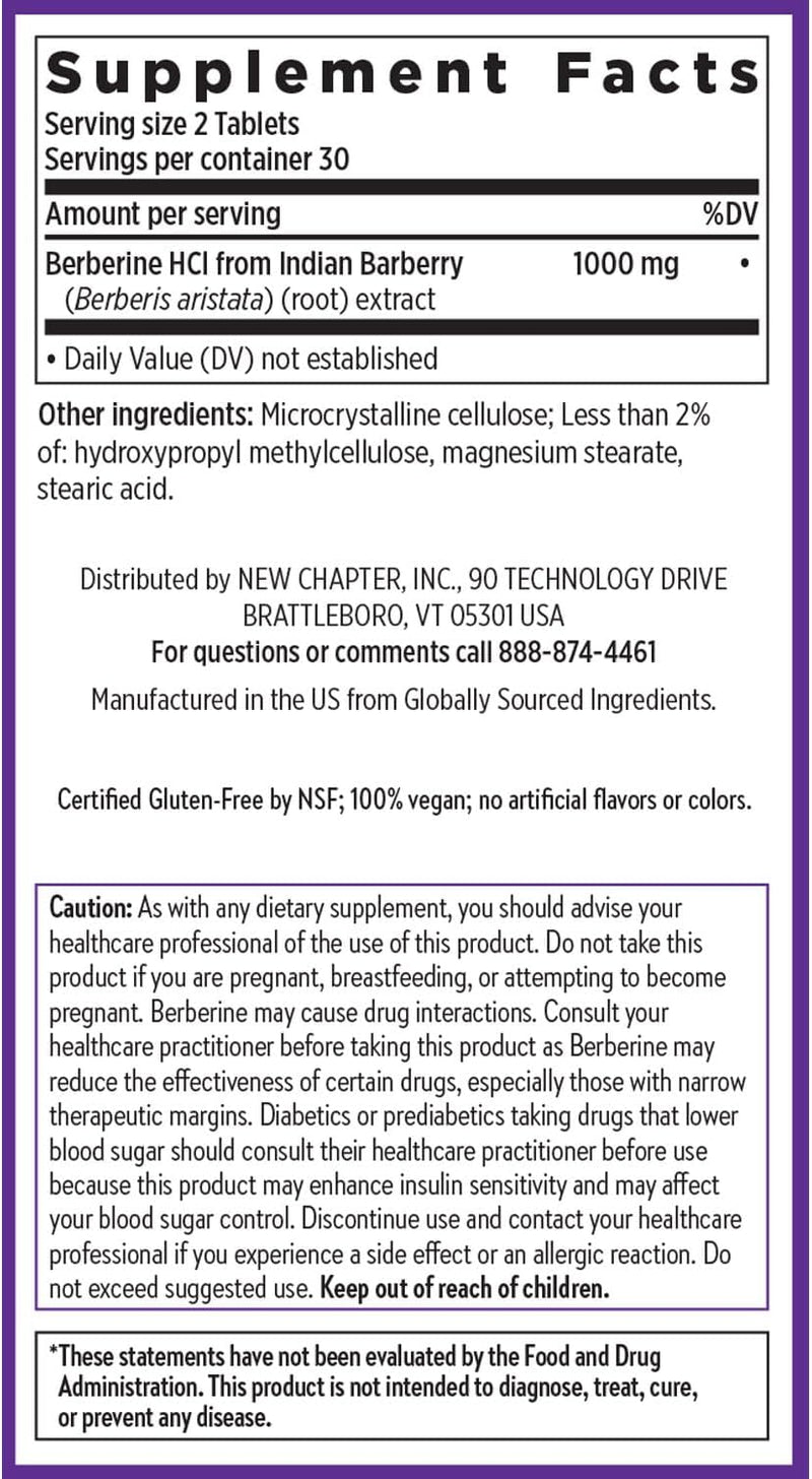 Berberine, 60 Vegan Tablets (500 mg per Tablet) by New Chapter