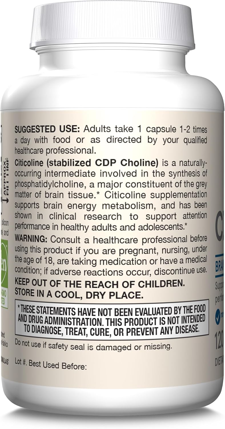 Citicoline CDP Choline 250 mg 120 Capsules