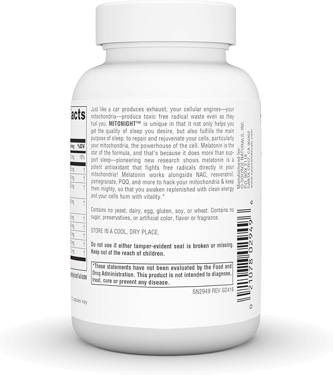 MitoNight™ With Melatonin, 60 Capsules by Source Naturals
