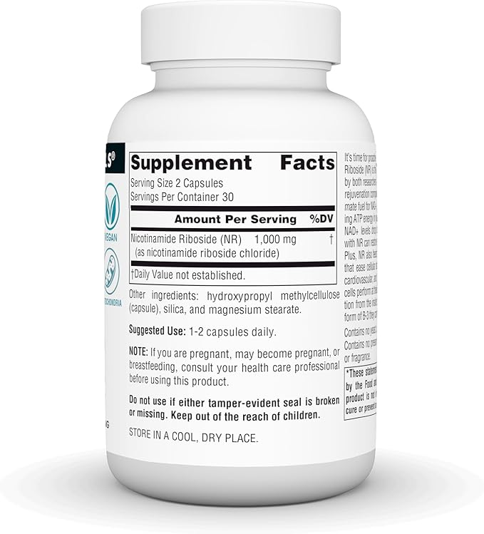 NR (Nicotinamide Riboside), 1,000 mg per Serving - 60 Vegan Capsules by Source Naturals