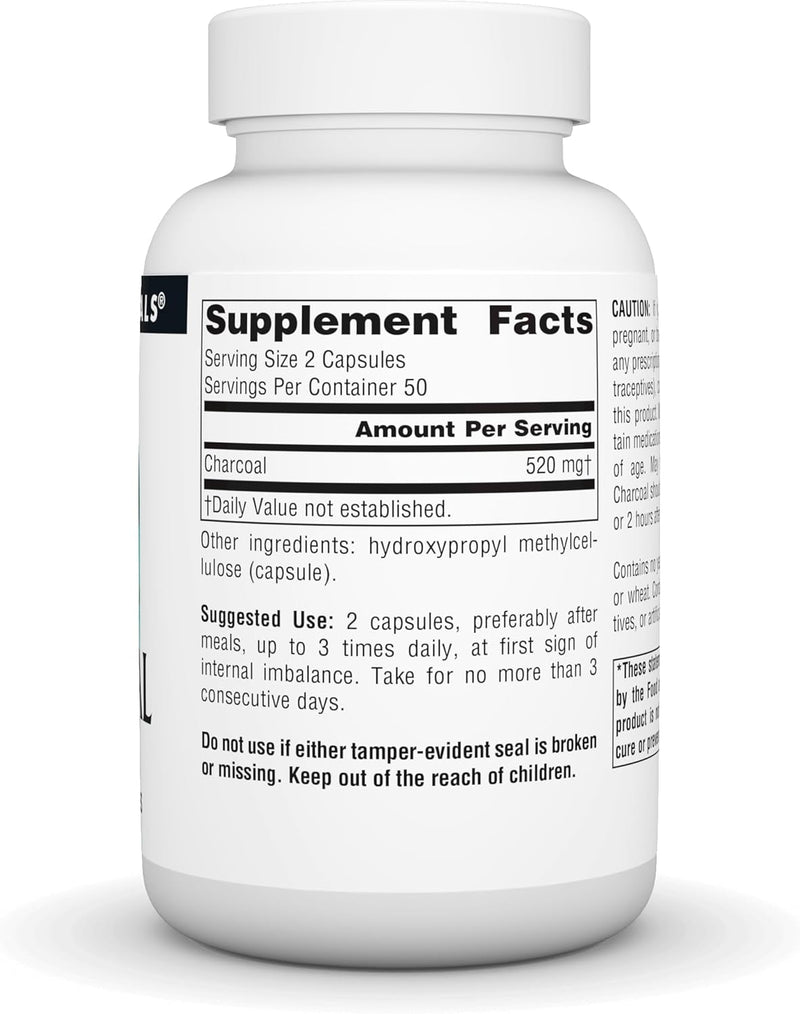 100% Pure Activated Charcoal, 260 mg , 100 Capsules by Source Naturals