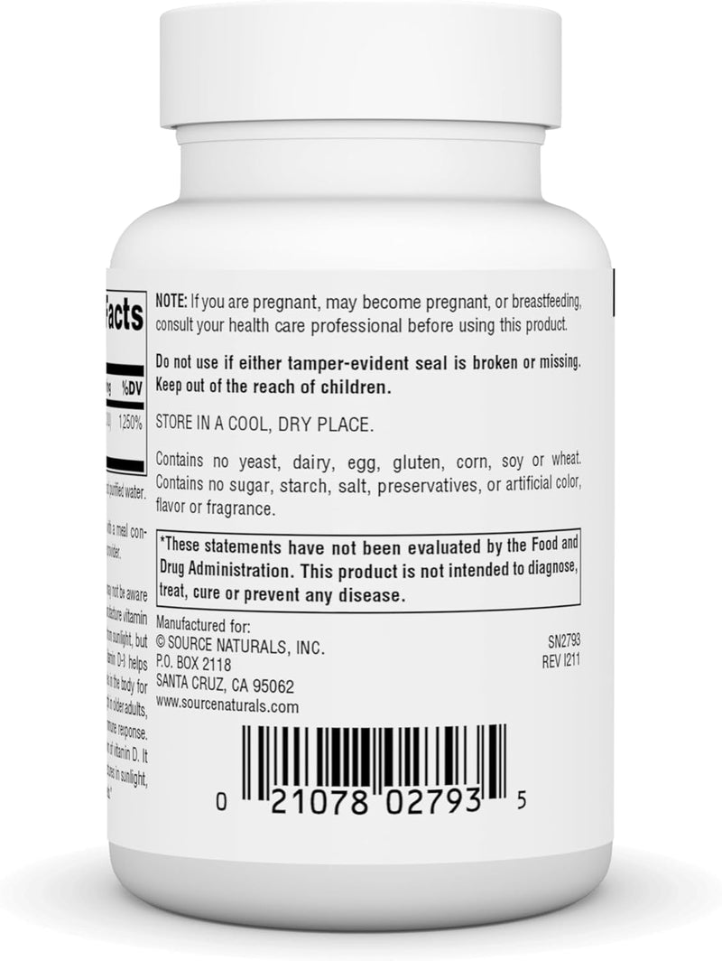 Vitamin D-3, 250 mcg (10,000 IU) - 240 Softgels by Source Naturals