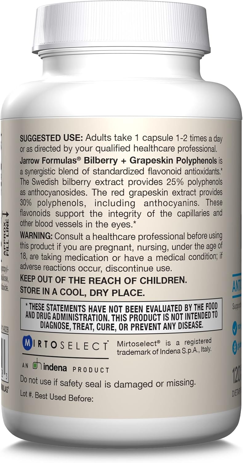 Bilberry + Grapeskin Polyphenols 280 mg 120 Veggie Caps