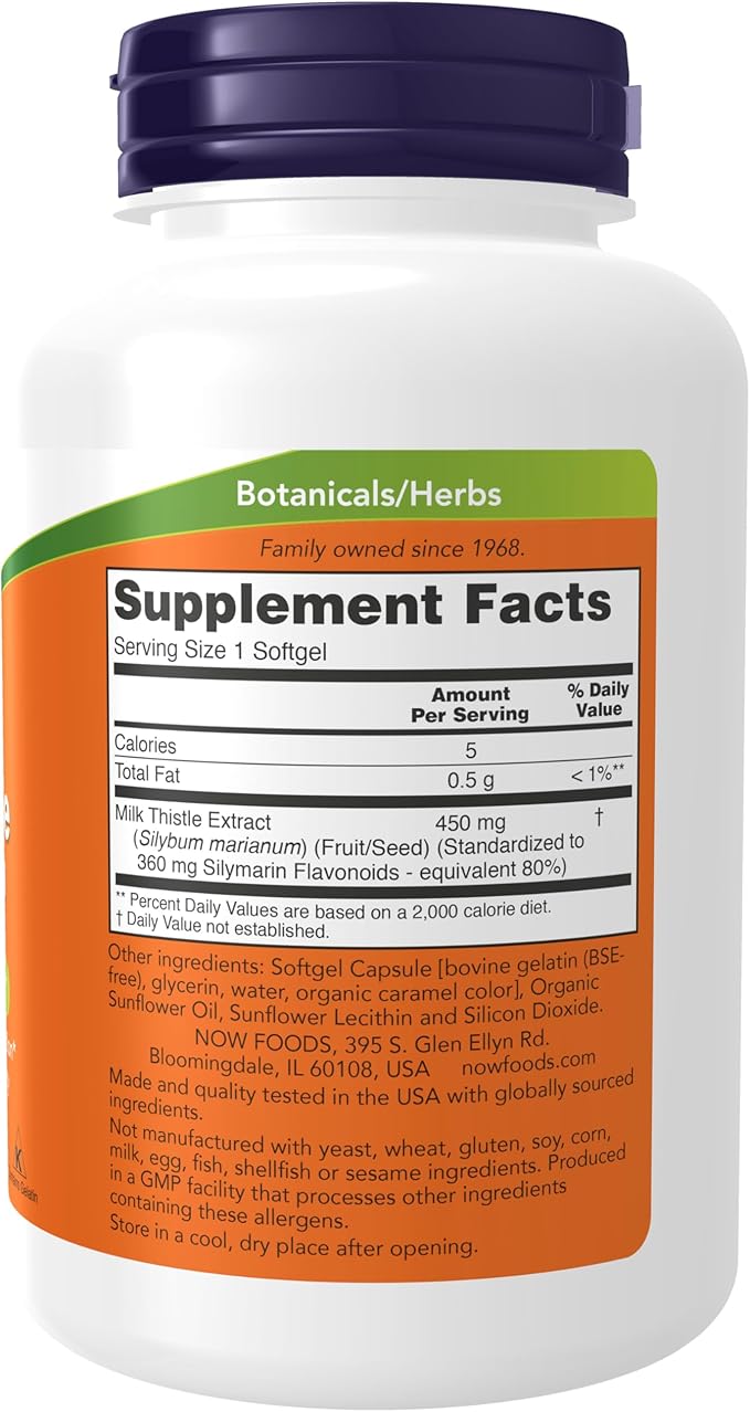 Milk Thistle Extract, Extra Strength 450 mg - 120 Softgels by NOW