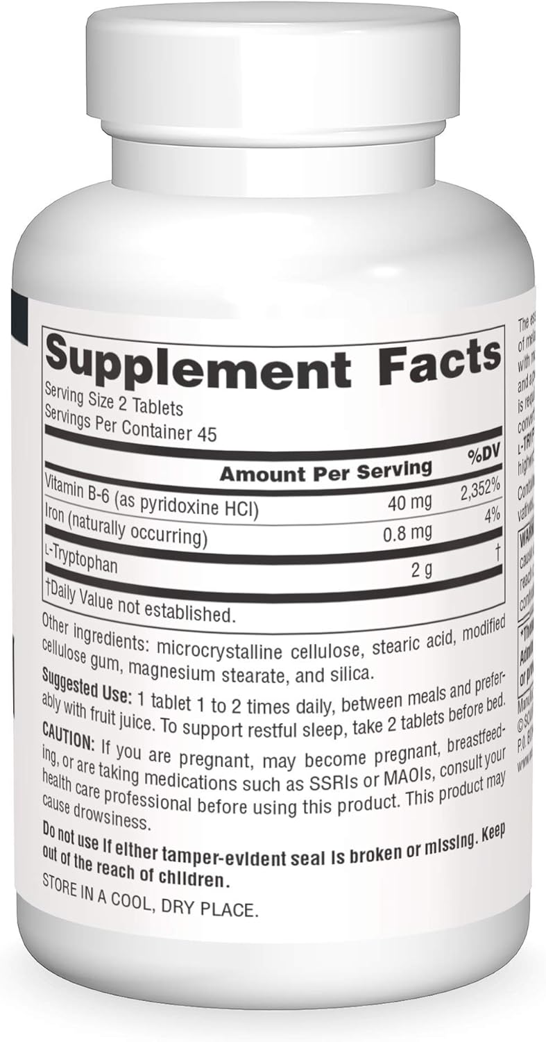 L-Tryptophan, 1000 mg- 90 Tablets by Source Naturals