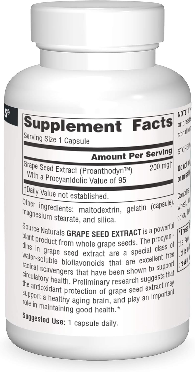 Grape Seed Extract, 200 mg - 90 Capsules by Source Naturals